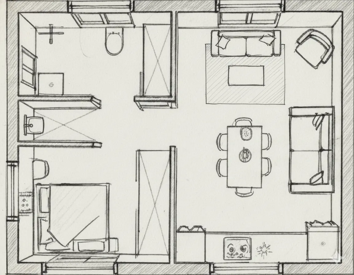 Dimensioned floor plan showing the room layout