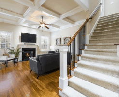 Living Room with Stairs Design
