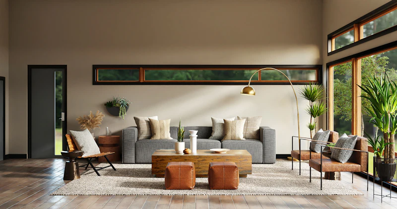 Customizing 3D interior design with furniture and materials