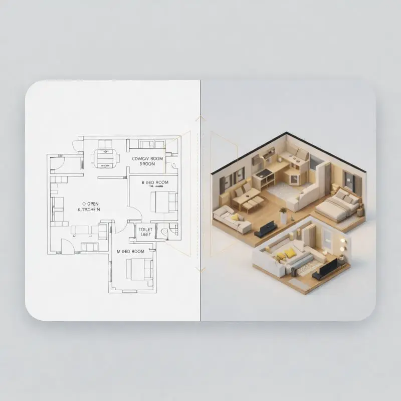 2D floor plan converted to stunning 3D visualization